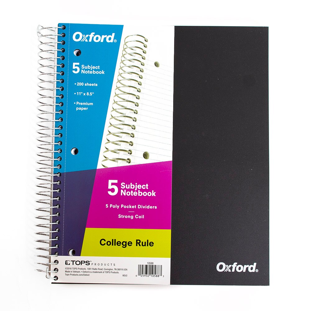 Oxford Poly Covered Spiral Notebook 5Subject